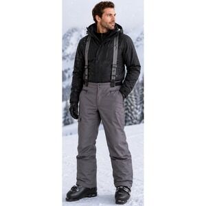 Polar Edge Snow Pants Mens‎ Large Gray Insulated Ski Snowboard Bib Suspenders